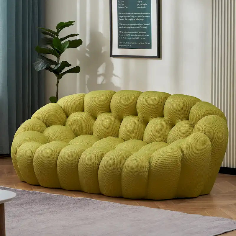 2-Sitzer-Bubble-Sofa mit geschwungener Form, Wabenstruktur und 3D-Textilbezug fürs Wohnzimmer, den Salon oder Apartment