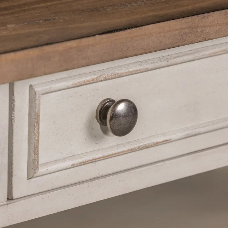 Mesa de apoio Morgan Creek em branco antigo com escovado de arame e detalhes de tabaco