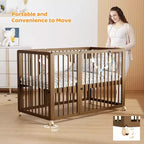 Lit bébé convertible JOYMOR 8-en-1, avec 2 matelas, convertible en berceau, lit bébé mi-hauteur, lit bébé pleine grandeur, lit de repos, lit pour tout-petit et parc