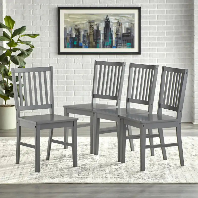 Set aus 4 Esszimmerstühlen aus Massivholz mit Sprossenlehne, stabilem Rahmen, klassischem Design und einfacher Montage