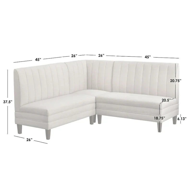 Conjunto de banqueta estofada de 3 peças Lifestorey Kerrington com costas caneladas