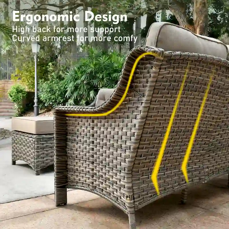 Ensemble de conversation de mobilier de patio extérieur XIZZI en 9 pièces avec fauteuil pivotant