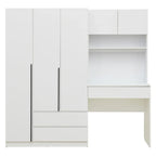 3-in-1-Kleiderschrank mit Schminktisch, Schreibtisch-Set, Schlafzimmerschrank mit 2 Schubladen, 3 Türen und Stauraum