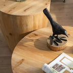 Runder Retro-Couchtisch mit Stauraum aus Holz, geeignet für Wohnzimmer, Esszimmer oder Büro.