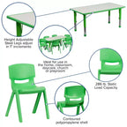 Rechteckiges, höhenverstellbares Aktivitätstisch-Set aus Kunststoff von Emma und Oliver, 23,625 W × 47,25 L, mit 6 Stühlen