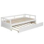 Letto da giorno allungabile con letto estraibile, letto da giorno in legno con letto estraibile