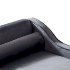 Elegante französische Chaiselongue mit Samtbezug, Stauraum und Kissen