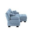 Sofá de dois lugares em forma de L, sofá modular em chenille com almofadas lombares