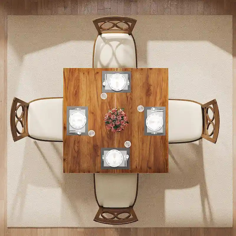 Quadratischer Esstisch, 100 cm, für 2–4 Personen, mit Beinen aus Massivholz für Wohn- und Esszimmer