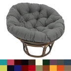 Bali Rattan-Papasan-Sessel mit 42-Zoll-Durchmesser und Köperstoffkissen