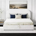 Letto imbottito matrimoniale con contenitore sollevabile - bianco