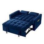 Sofá-cama de 2 lugares 4 em 1 com braços e bolsos de arrumação, sofá-cama extraível multifunções com encosto ajustável