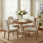 Round Solid Wood Pedestal Table