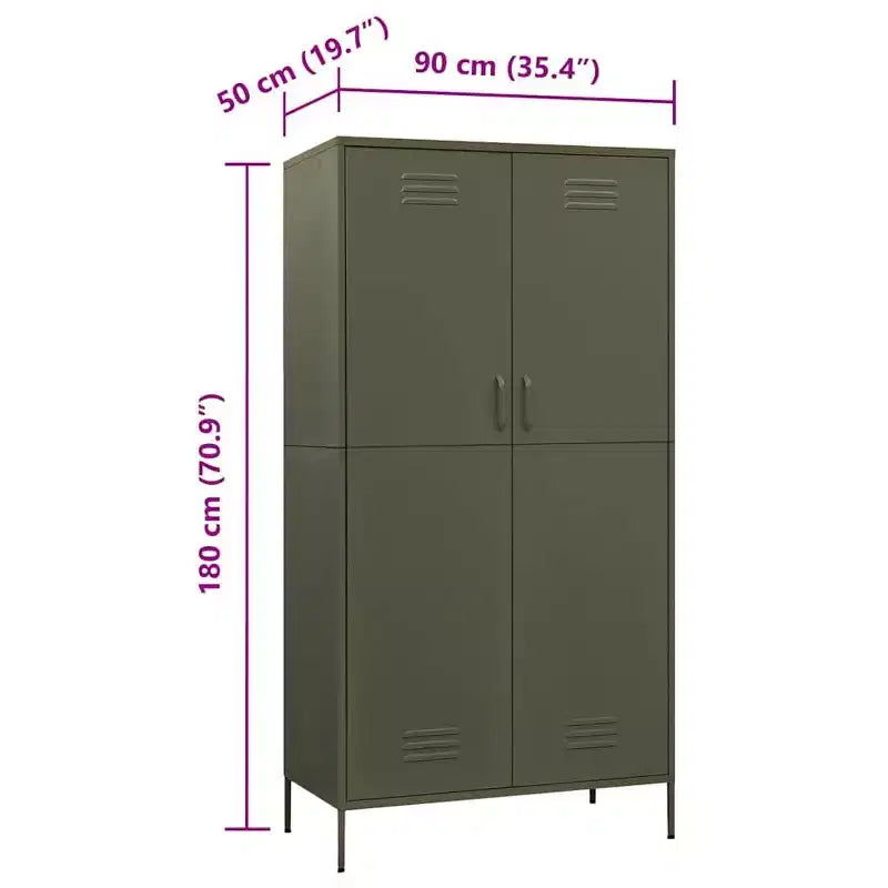 vidaXL Kleiderschrank olivgrün 89,9 x 50 x 180,1 cm aus Stahl
