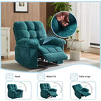 Handmatige relaxfauteuil, ergonomische ademende stoffen fauteuil met zijvakken, eenpersoonsbank, geschikt voor woonkamer en slaapkamer
