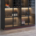 Minimalist Black Wooden Wine Rack Cabinet with Glass Door