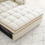 Sofá-Cama Convertível de Veludo para 2 Pessoas, com 55', Cama Extensível, Encosto Reclinável Ajustável, Bolsos Laterais e Suporte para Telemóvel