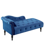 Moderne chaise longue van 60,6 inch met fluwelen bekleding, gecapitonneerde knopen, massief houten poten en sierspijkers