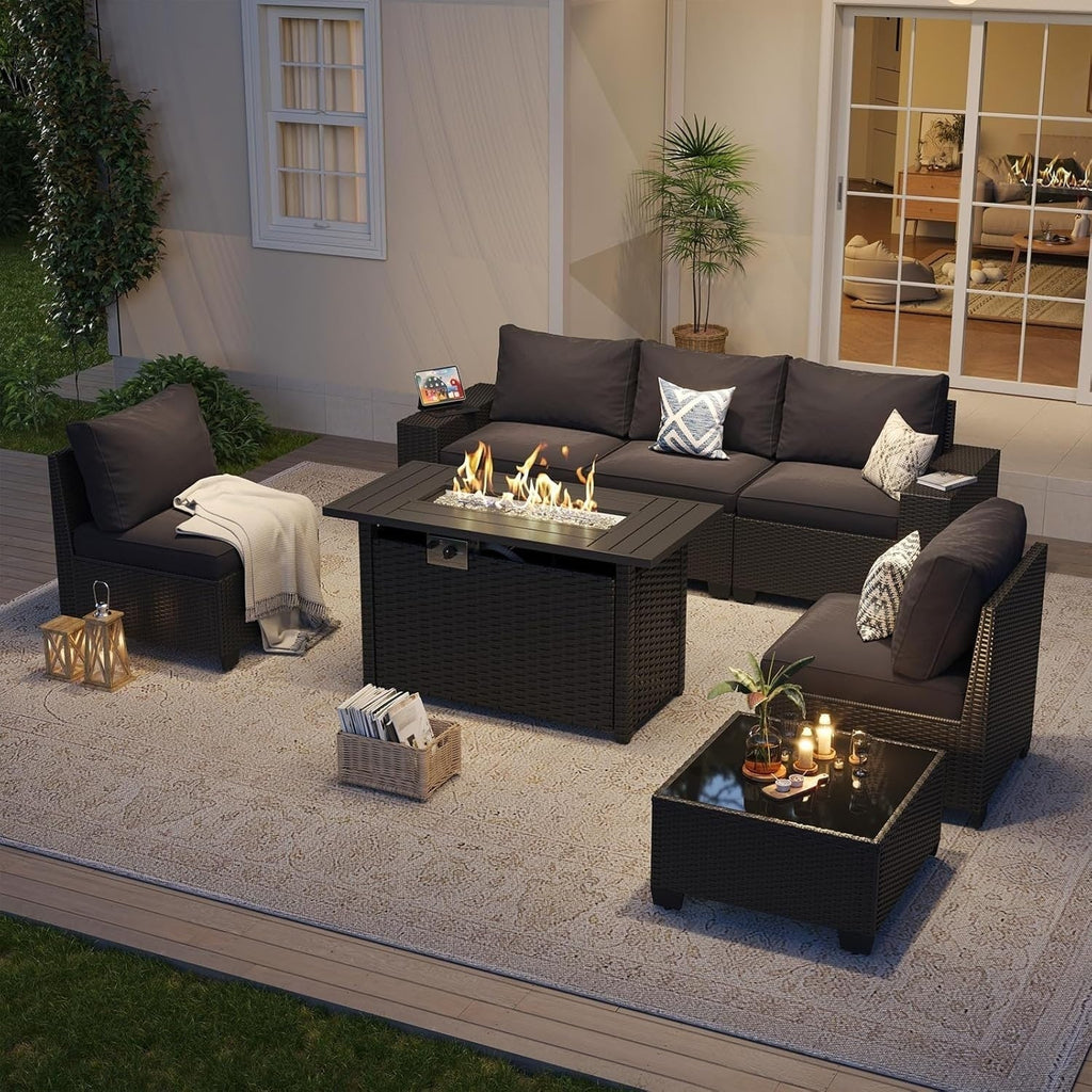 Ensemble de mobilier de terrasse extérieur avec coussins épaissis de 10 cm