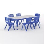 Rechteckiges, höhenverstellbares Aktivitätstisch-Set aus Kunststoff von Emma und Oliver, 23,625 W × 47,25 L, mit 6 Stühlen