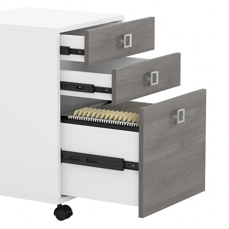 Echo L-vormig bureau met opzetkast en laden