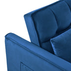 Nowoczesna rozkładana sofa z funkcją spania 3 w 1, regulowanym oparciem, aksamitnym dwuosobowym siedziskiem, poduszkami i kieszeniami bocznymi