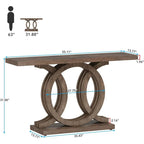Mesa de consola vintage com base geométrica, mesa de madeira para corredor