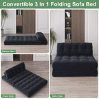 Divano letto futon pieghevole in velluto a coste, poltrona letto trasformabile da pavimento con cuscino e supporto per la schiena