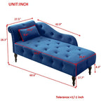 Moderne chaise longue van 60,6 inch met fluwelen bekleding, gecapitonneerde knopen, massief houten poten en sierspijkers