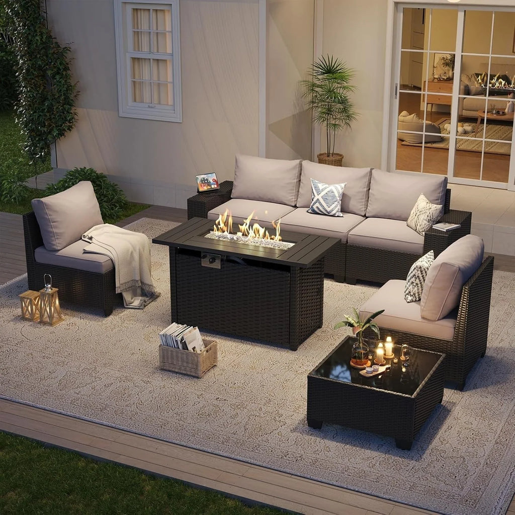 Ensemble de mobilier de terrasse extérieur avec coussins épaissis de 10 cm