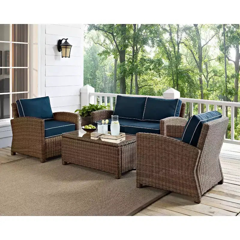 Conjunto de conversação de exterior em vime com 4 peças Bradenton - Crosley