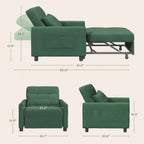 3-in-1-Schlafsofa mit verstellbarer Rückenlehne, ausziehbarer Sessel, umwandelbares Klappbett fürs Wohnzimmer