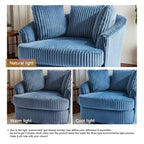 Fauteuil pivotant tonneau surdimensionné de 43 W en velours côtelé moelleux avec accoudoirs encastrés