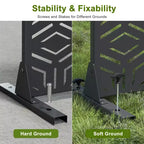 3-Panel Room Divider Screen with Geometric Pattern ?C Black Galvanized Steel