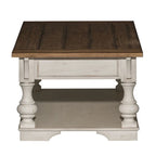 Mesa de apoio Morgan Creek em branco antigo com escovado de arame e detalhes de tabaco