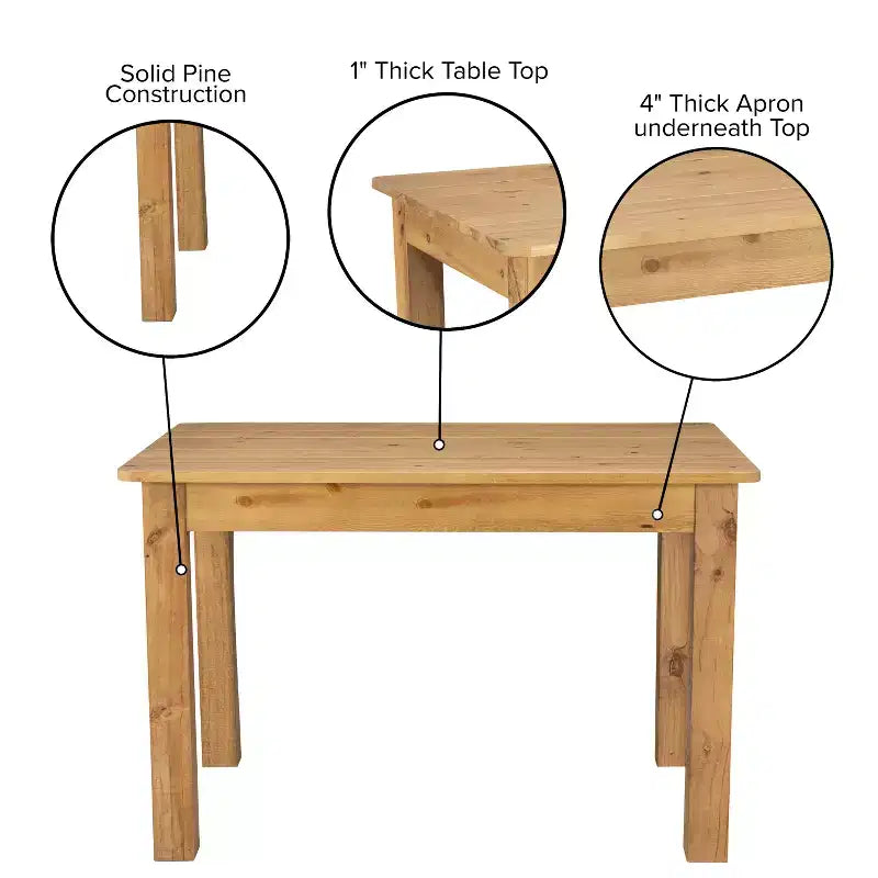 Prostokątny stół do jadalni Flash Furniture 46 x 30 z litej sosny