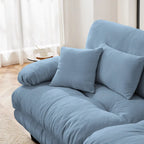 Sofá de dois lugares em forma de L, sofá modular em chenille com almofadas lombares