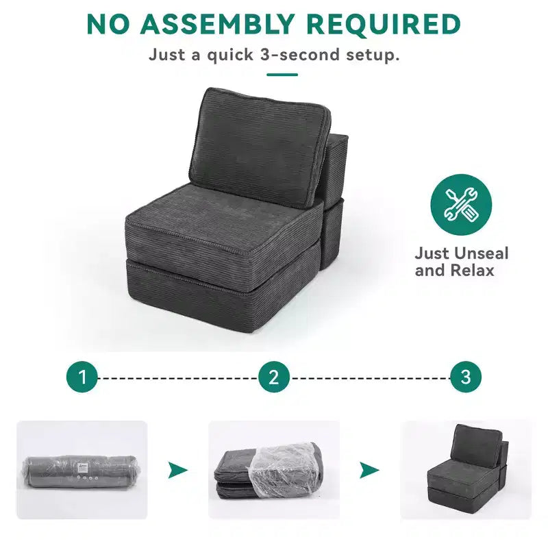 Verstellbares Cloud-Ecksofa, bequemes Cord-Ecksofa mit tiefem Sitz und hohen Kissen, einfache Montage