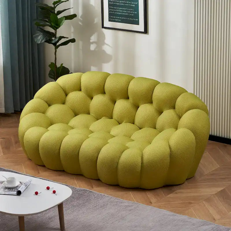 2-Sitzer-Bubble-Sofa mit geschwungener Form, Wabenstruktur und 3D-Textilbezug fürs Wohnzimmer, den Salon oder Apartment