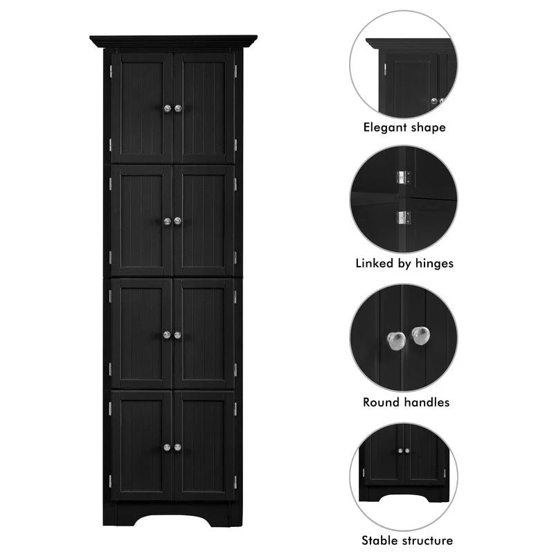 Meuble de rangement d’angle haut avec 8 portes et 4 étagères