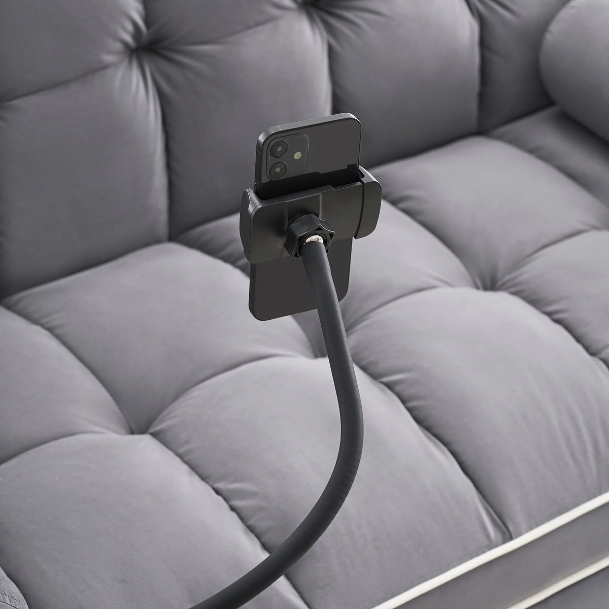 Sofá-Cama Convertível de Veludo para 2 Pessoas, com 55', Cama Extensível, Encosto Reclinável Ajustável, Bolsos Laterais e Suporte para Telemóvel