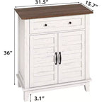 Rustikaler 80-cm-Stauraumschrank mit Lamellentüren, 3-fach höhenverstellbar, Doppeltürenschrank für Küche, Esszimmer und Homeoffice