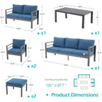AECOJOY 7-delige aluminium tuinmeubelset voor buiten, loungeset