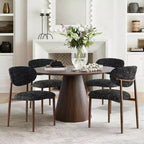 Conjunto de 4 cadeiras de jantar modernas estofadas com encosto curvo, cadeiras laterais sem braços com estrutura de ferro para sala de jantar e cozinha - Panipeachy