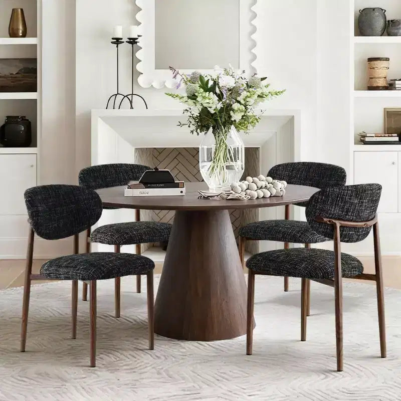 Conjunto de 4 cadeiras de jantar modernas estofadas com encosto curvo, cadeiras laterais sem braços com estrutura de ferro para sala de jantar e cozinha - Panipeachy