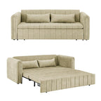 Velvet Upholstered Modern Convertible Sleeper Lounge Sofa Bed with Rolled Arms Decorated with Copper Nails