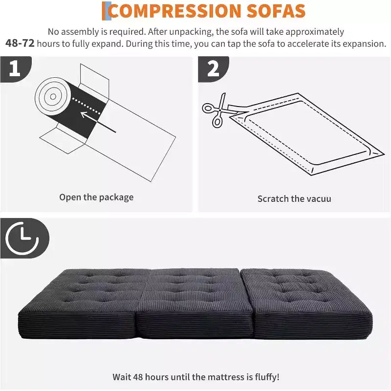 39x75 dreifach faltbares Schlafsofa aus Memoryschaum, 6-fach gesteppte Matratze