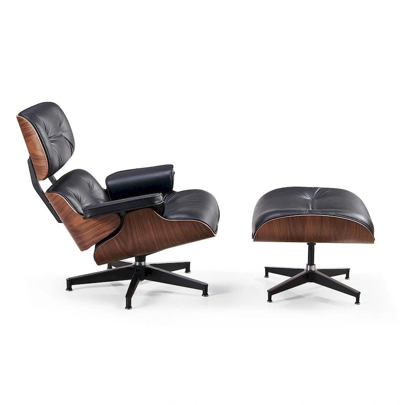 Moderner Ledersessel im Mid-Century-Stil, Relaxsessel mit Armlehnen und Liegefunktion