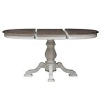 Mesa de jantar redonda com pé central Magnolia Manor e extensões - 2 acabamentos