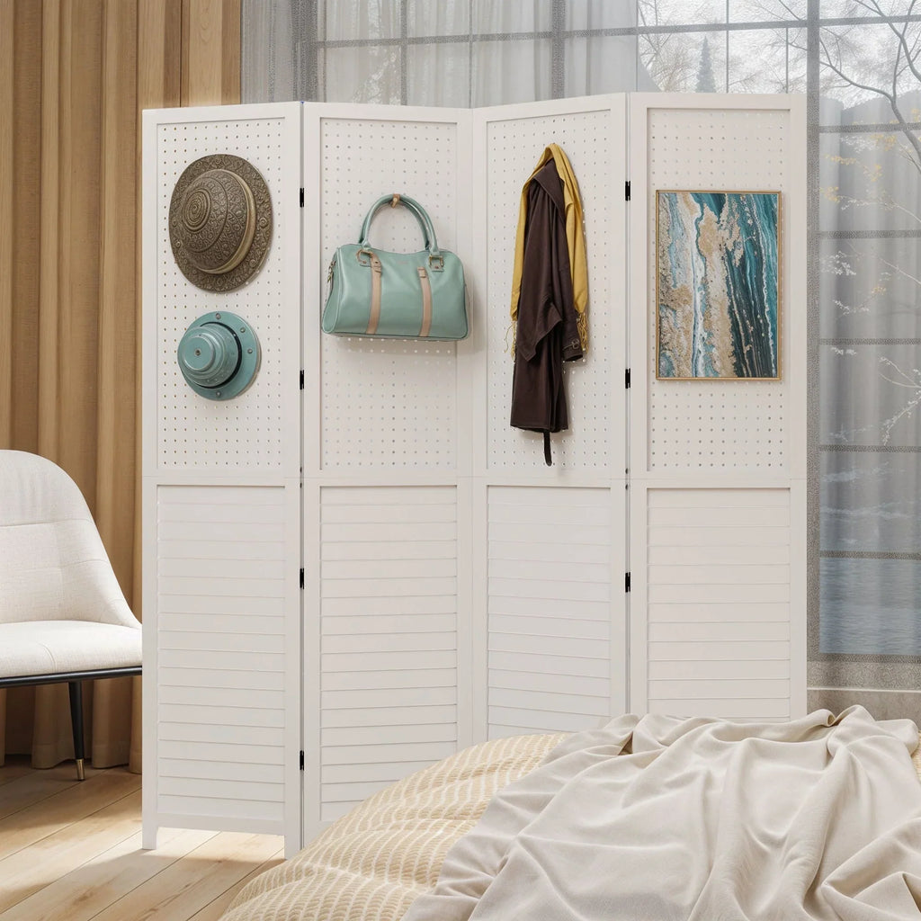Separé divisorio per ambienti Moasis 67 bianco in legno, a 4 pannelli